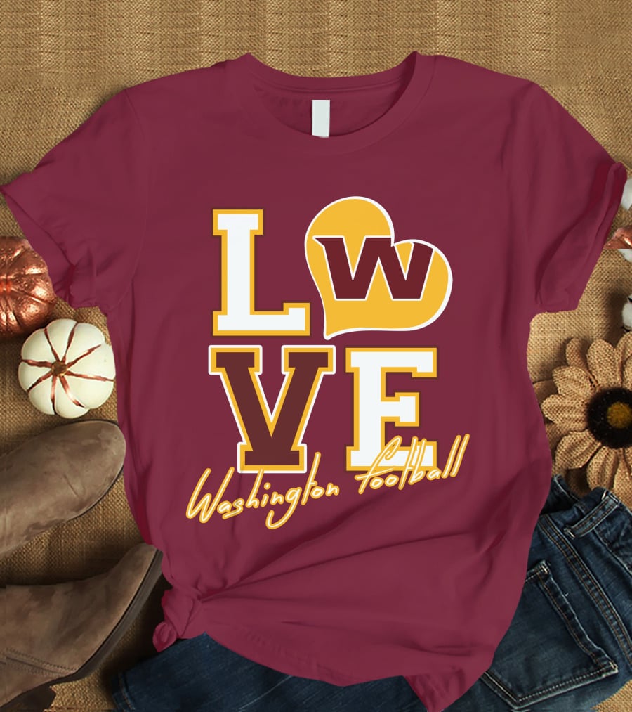 Washington Football Love W Heart T-Shirt