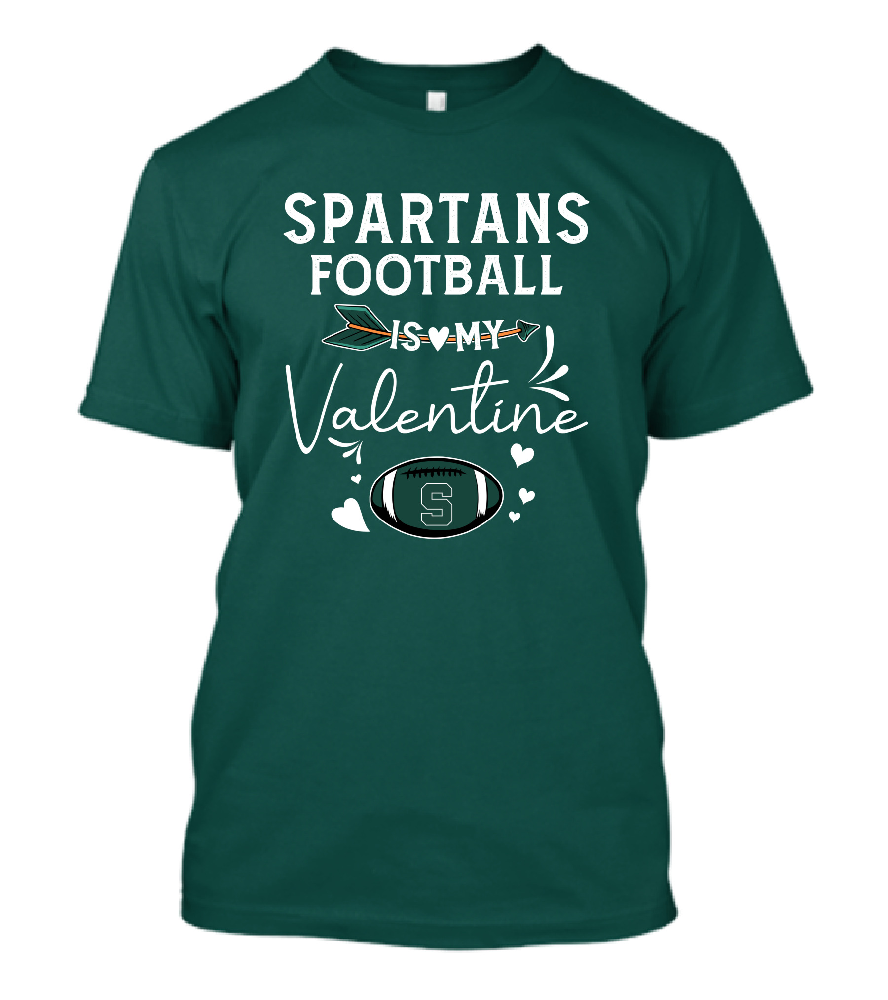 Spartans Football Is My Valentine Football Heart T-Shirt