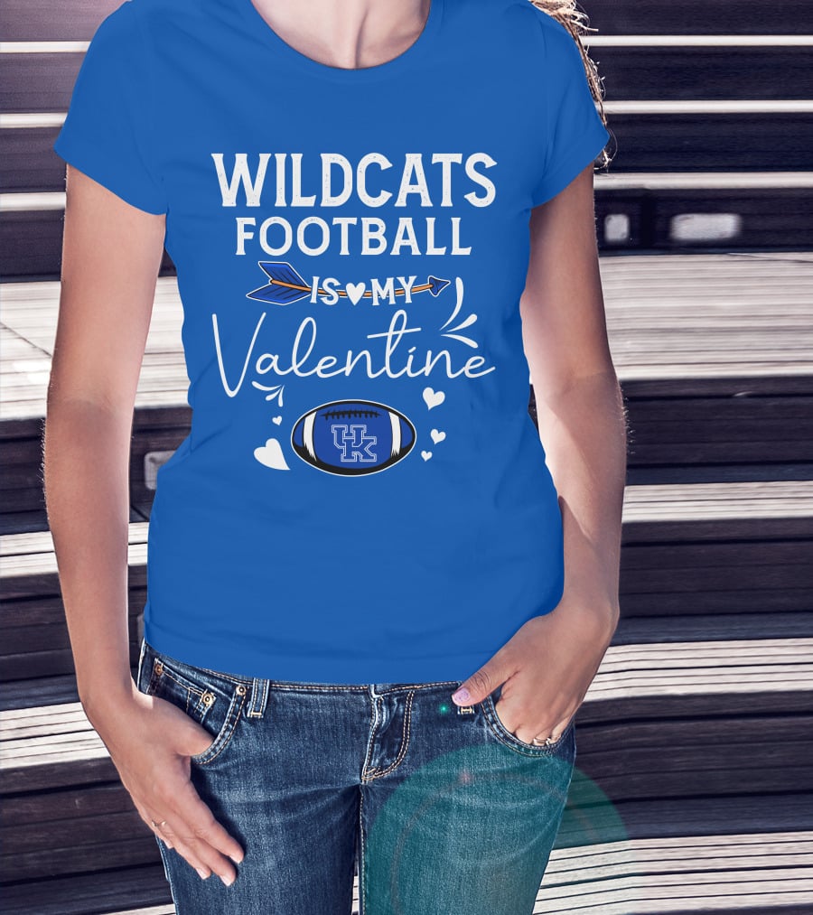 Wildcats Football Is My Valentine UK Football Heart Arrow T-Shirt