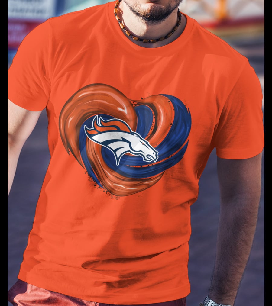 Denver Broncos Heart Logo Swirl T-Shirt