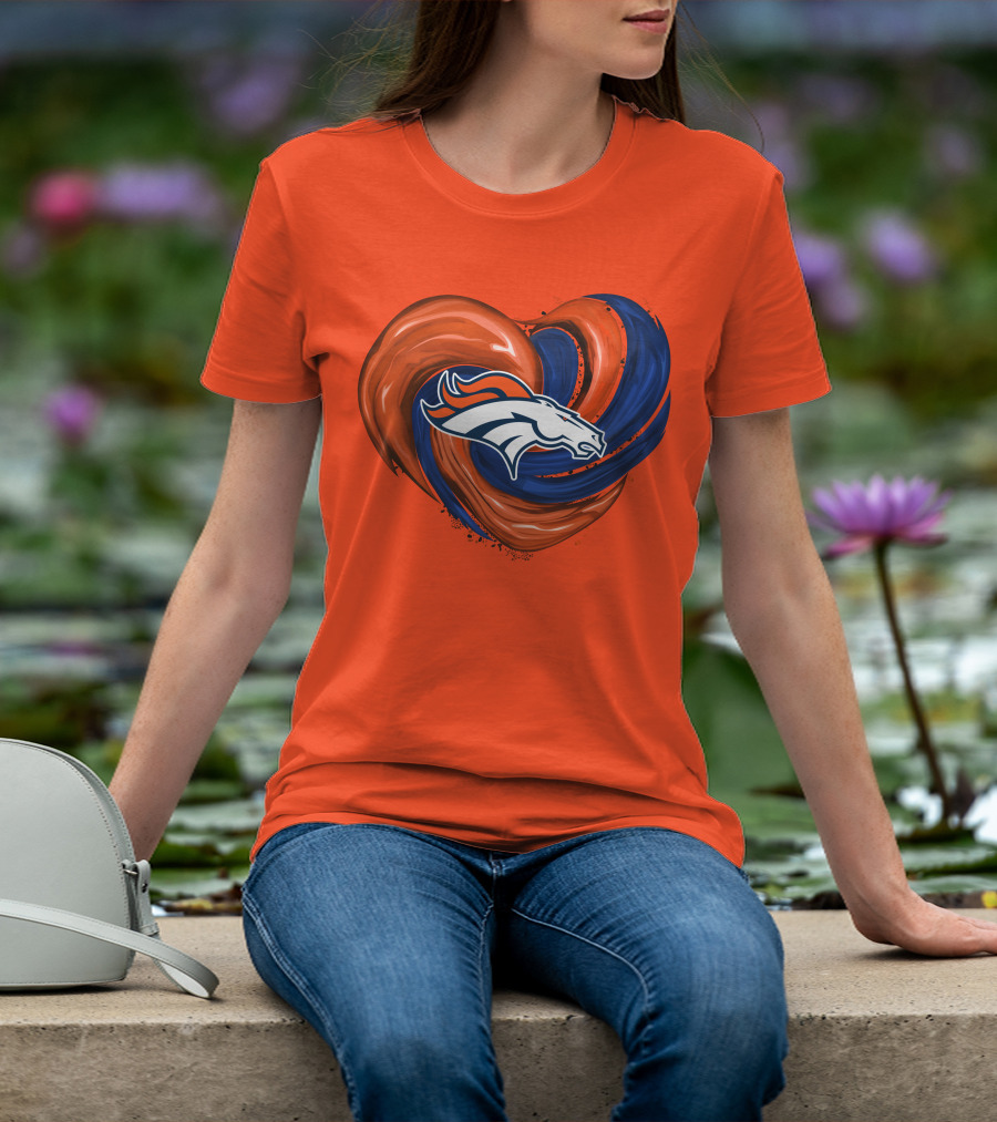 Denver Broncos Heart Logo Swirl T-Shirt