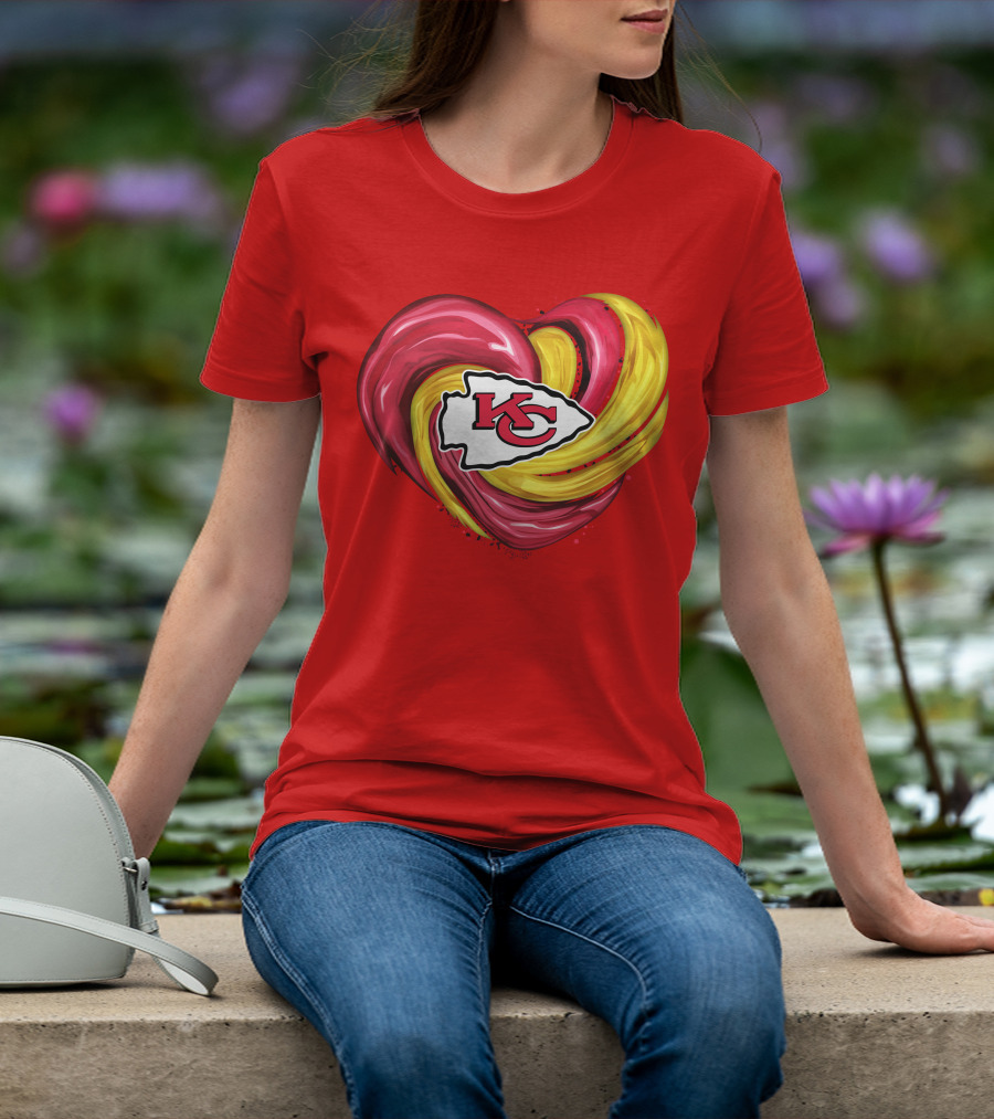 Kansas City Chiefs Heart KC Tornado Colors T-Shirt