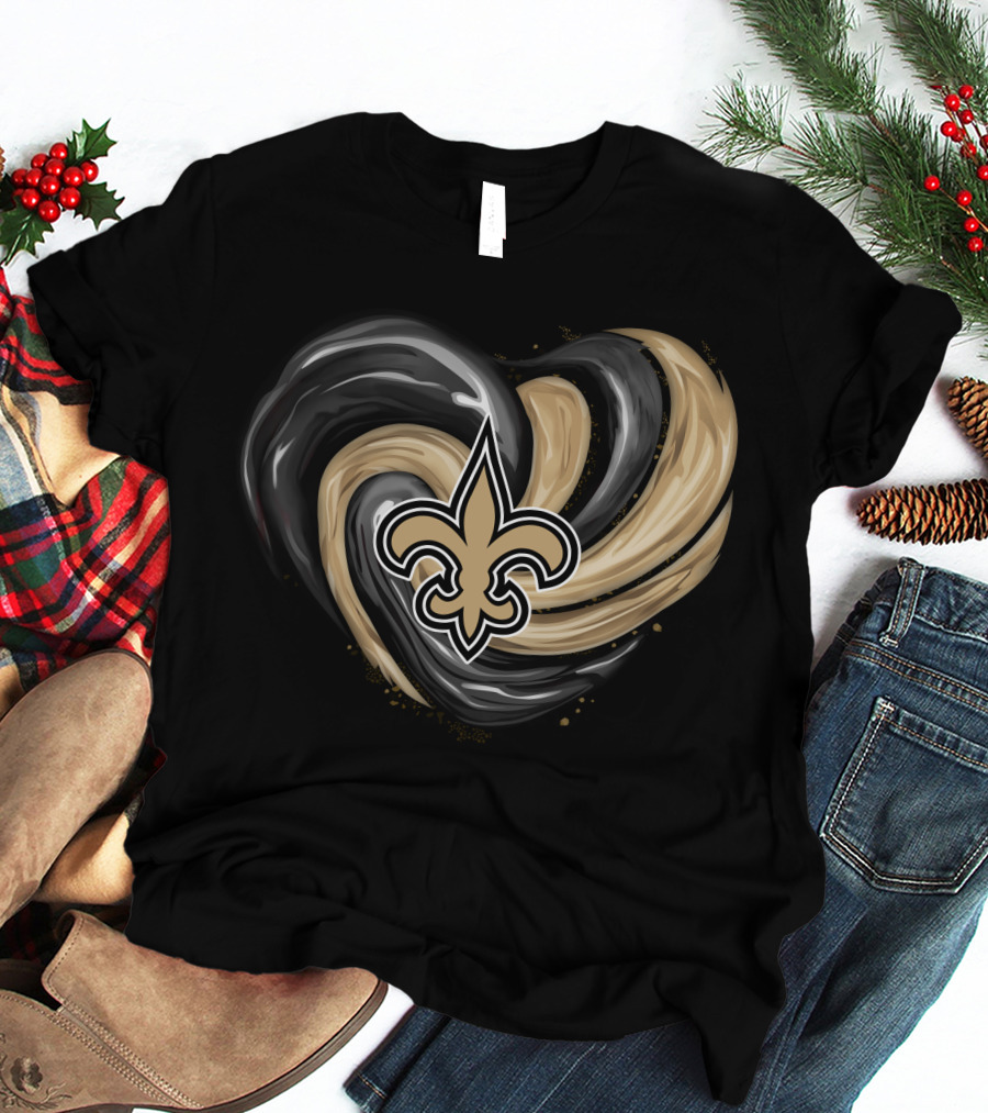 New Orleans Saints Fleur-de-Lis Tornado Heart T-Shirt