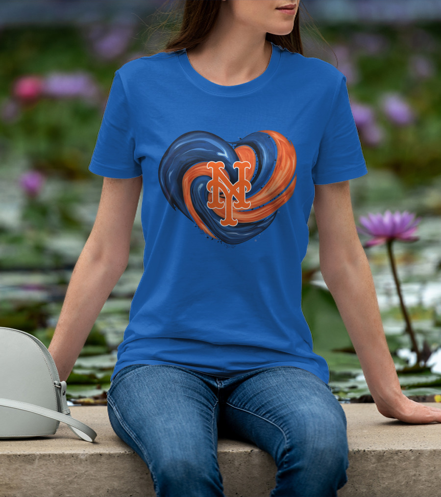 New York Mets Heart Swirl Icon Emblem T-Shirt