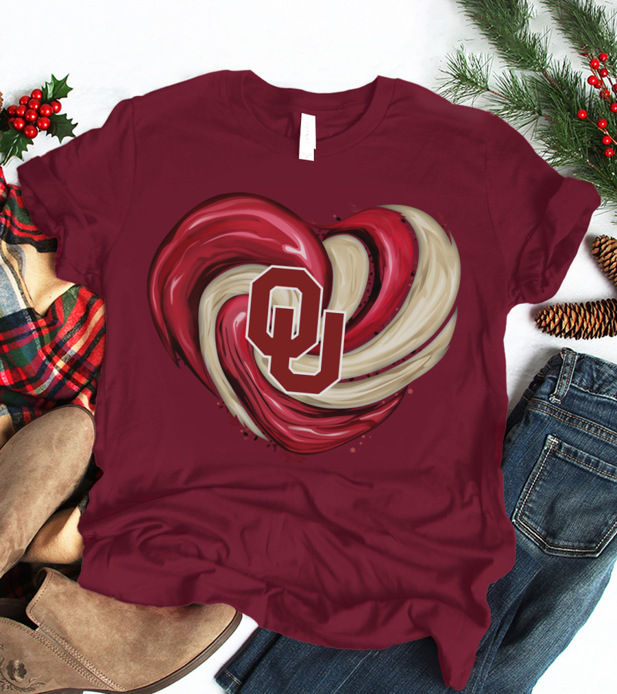 OU Red Gold Heart Tornado T-Shirt