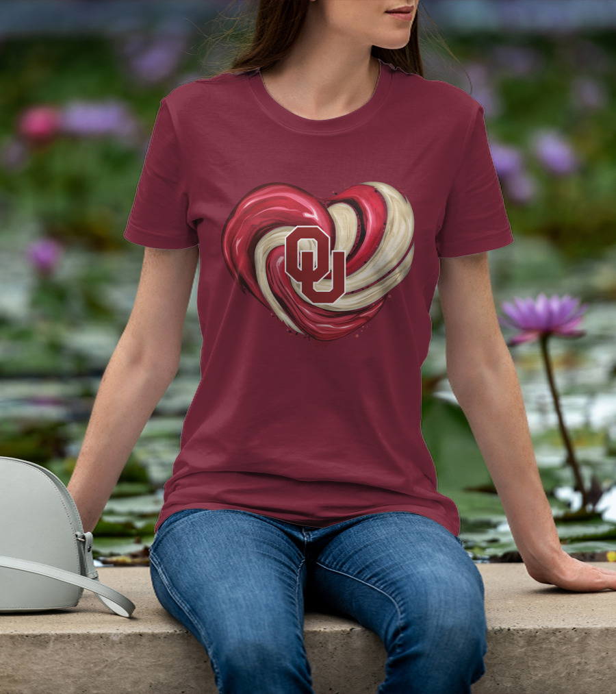 OU Red Gold Heart Tornado T-Shirt