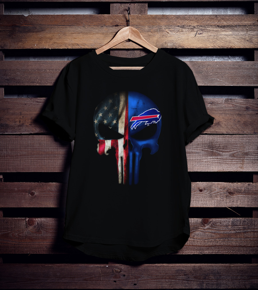The Punisher Skull American Flag Buffalo Bills T-Shirt