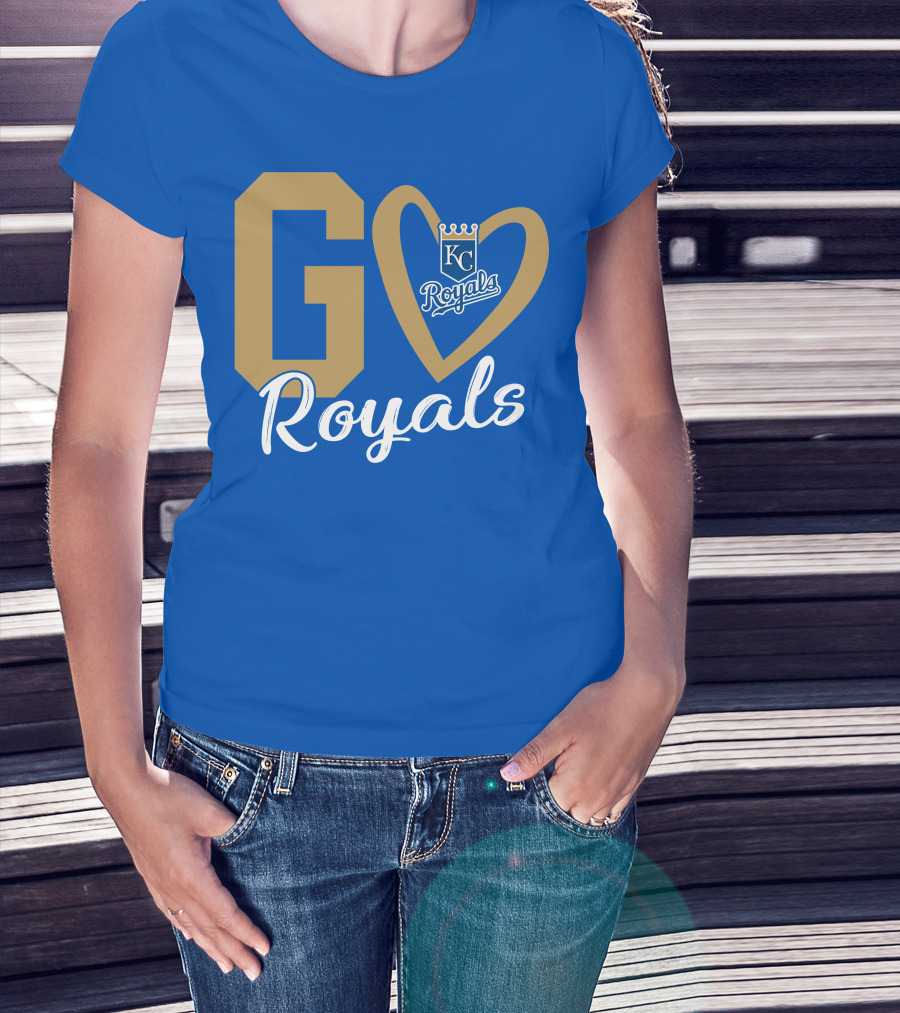 Go Royals KC Heart Crown Logo Royals T-Shirt