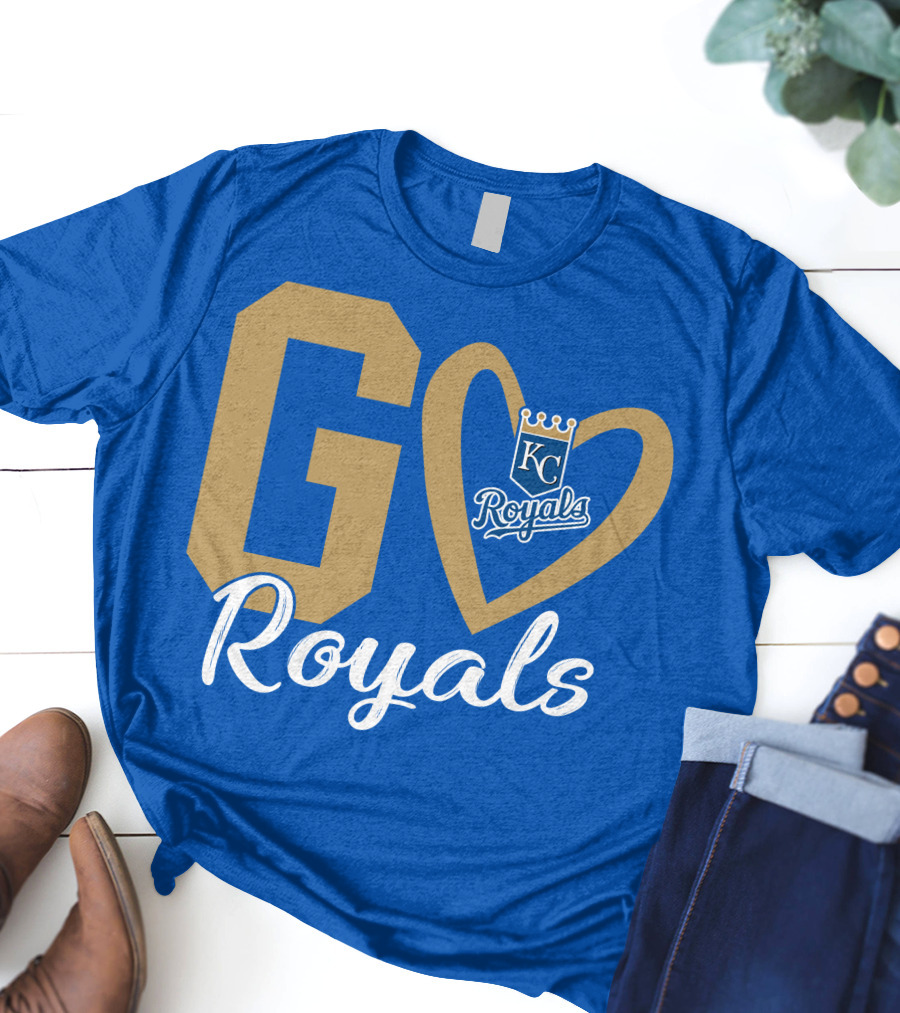 Go Royals KC Heart Crown Logo Royals T-Shirt