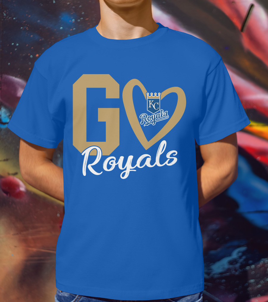 Go Royals KC Heart Crown Logo Royals T-Shirt
