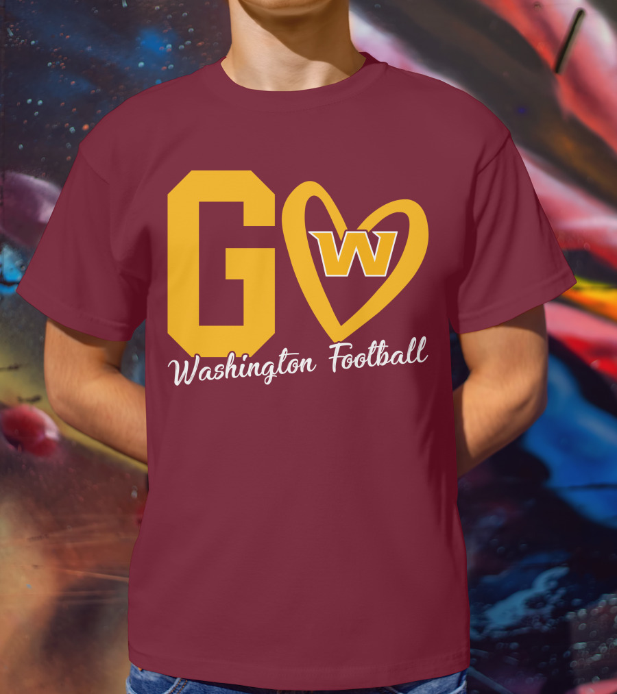 Go W Washington Football Team Heart T-Shirt