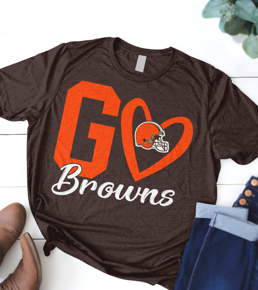 GO Heart Browns Football Helmet T-Shirt
