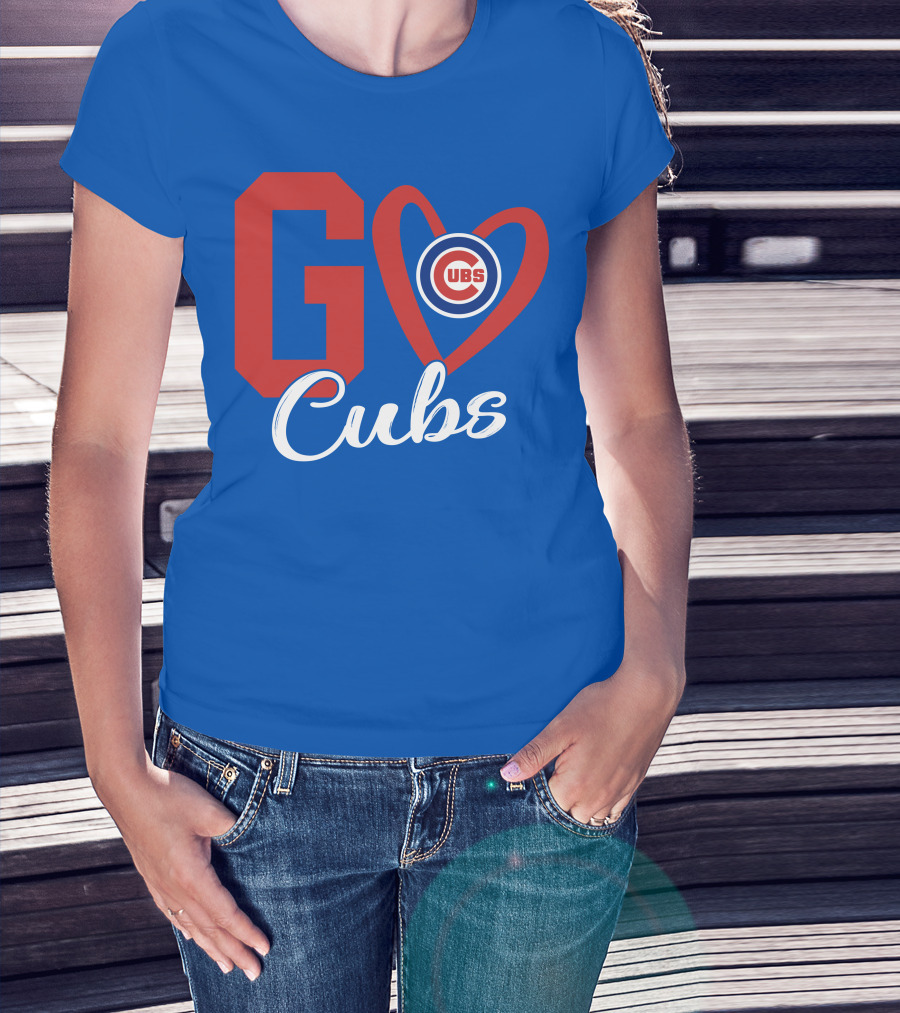 Go Cubs Love Heart With Chicago Cubs T-Shirt