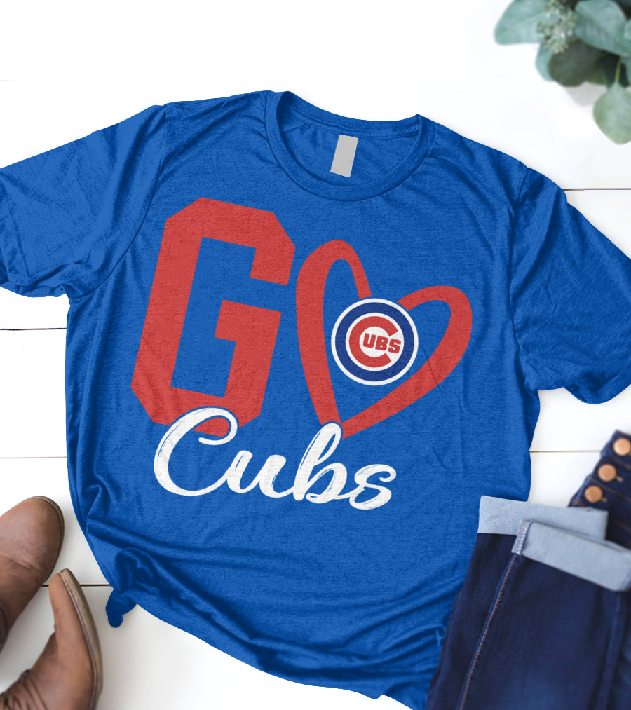 Go Cubs Love Heart With Chicago Cubs T-Shirt
