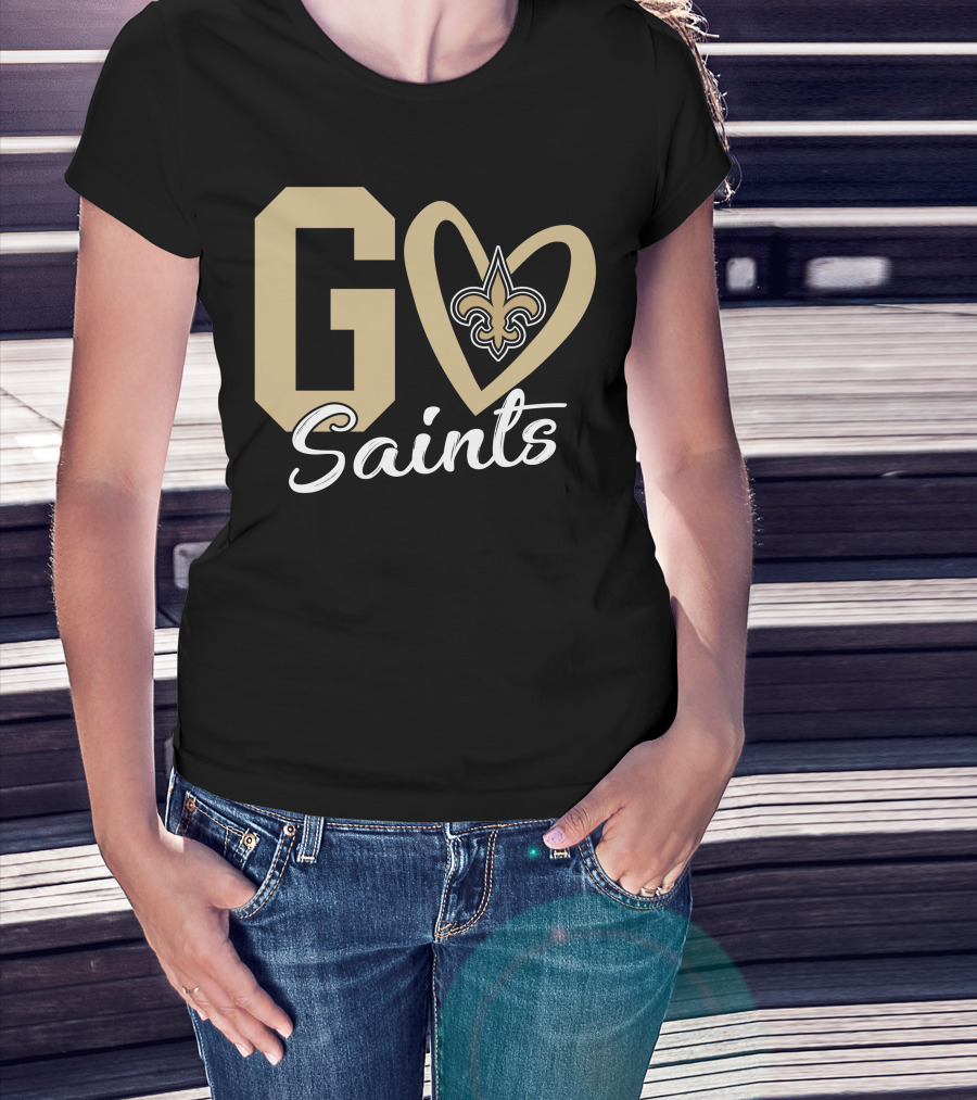 Go Saints Fleur-de-Lis Heart T-Shirt
