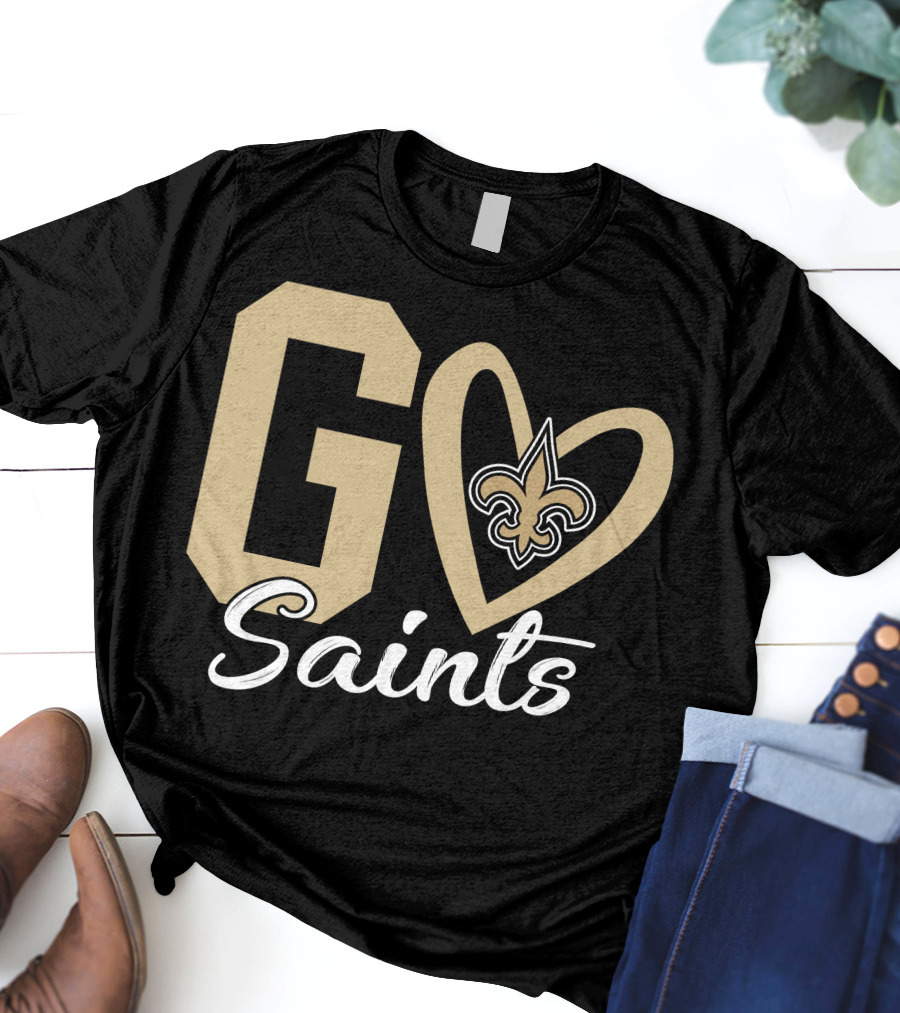 Go Saints Fleur-de-Lis Heart T-Shirt