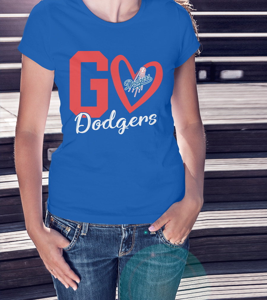 Go Dodgers Heart Logo Baseball Dodgers T-Shirt