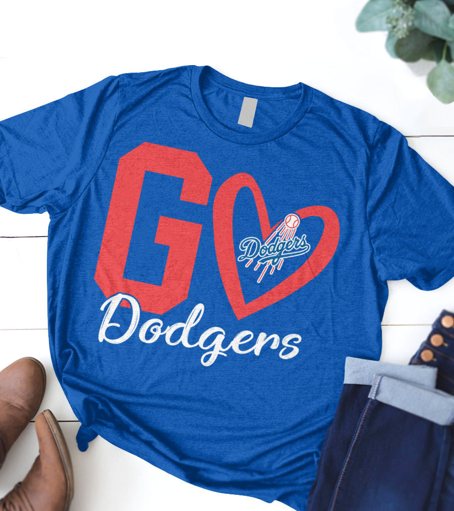 Go Dodgers Heart Logo Baseball Dodgers T-Shirt