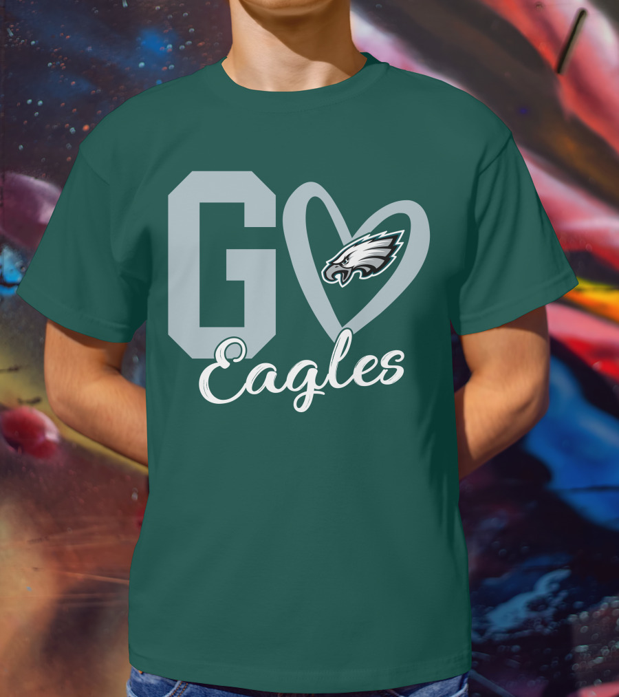 Go Eagles Philadelphia Eagles Logo Heart T-Shirt