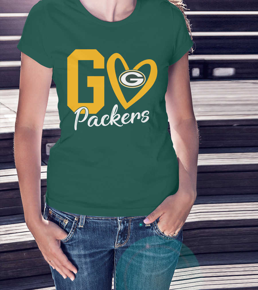 Go Packers Heart Logo Green Bay Enthusiasm T-Shirt