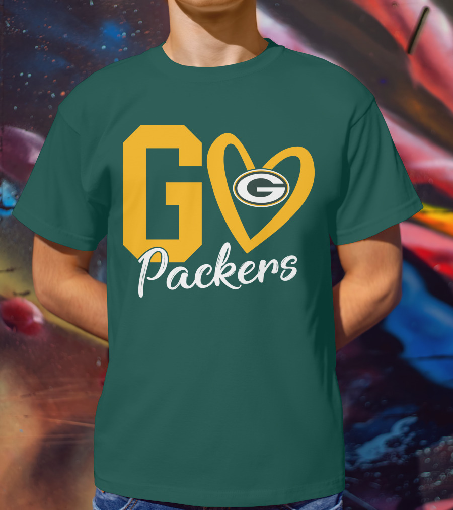 Go Packers Heart Logo Green Bay Enthusiasm T-Shirt