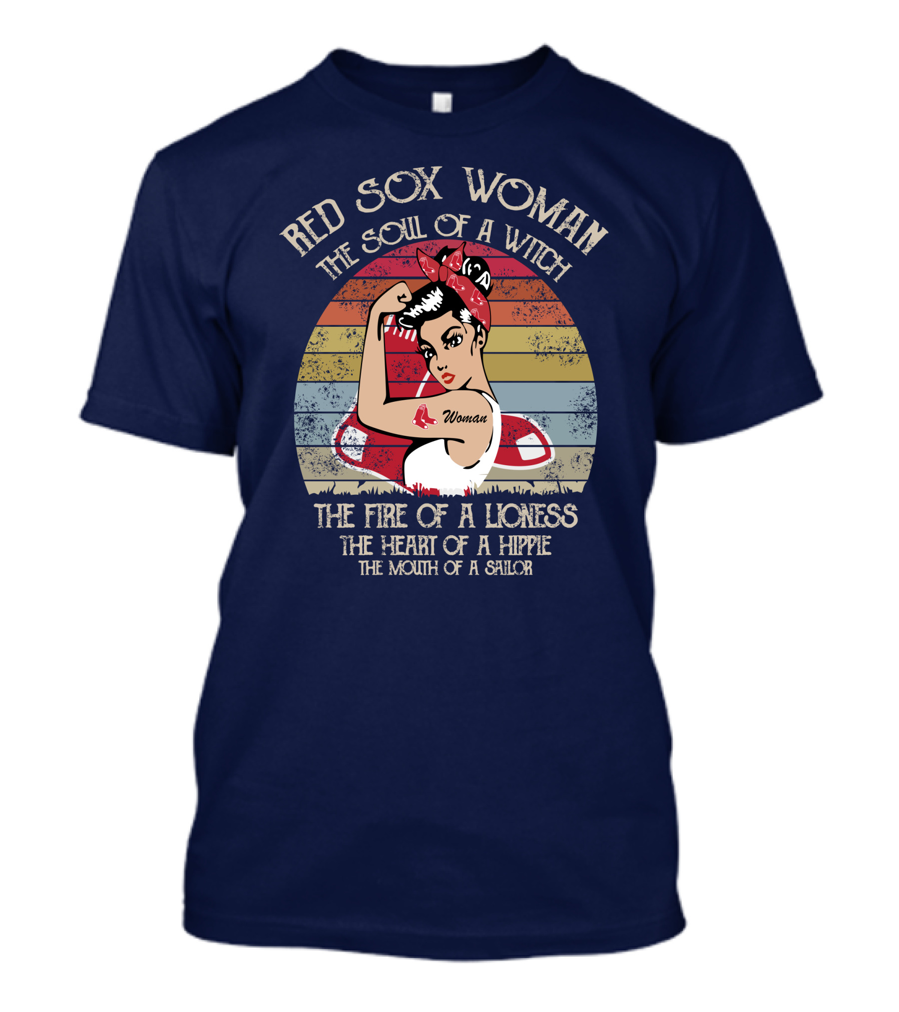 Red Sox Woman The Soul Of A Witch The Fire Of A Lioness The Heart Of A Hippie The Mouth Of A Sailor T-Shirt