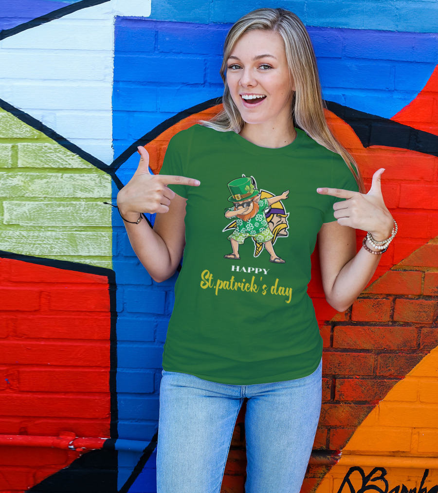 Happy St. Patrick's Day Dabbing Leprechaun Minnesota Vikings T-Shirt