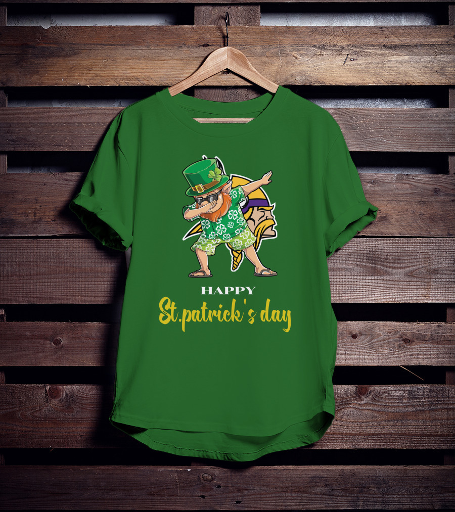 Happy St. Patrick's Day Dabbing Leprechaun Minnesota Vikings T-Shirt
