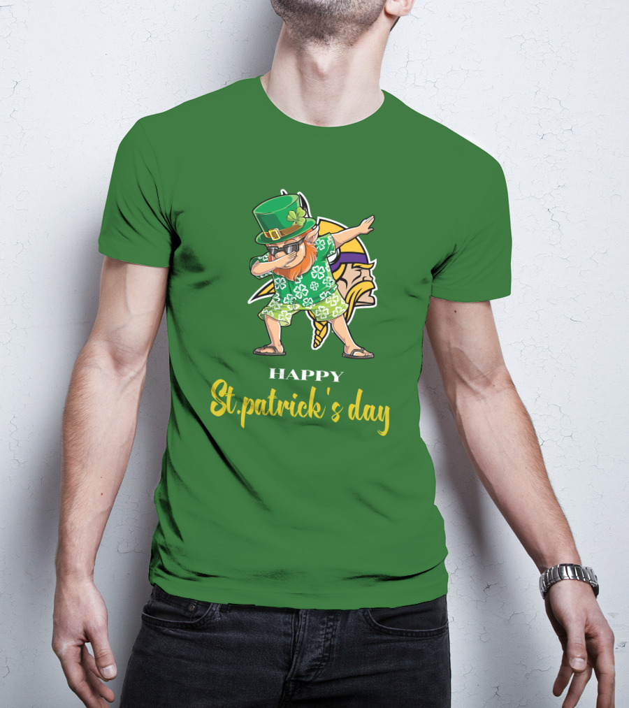 Happy St. Patrick's Day Dabbing Leprechaun Minnesota Vikings T-Shirt