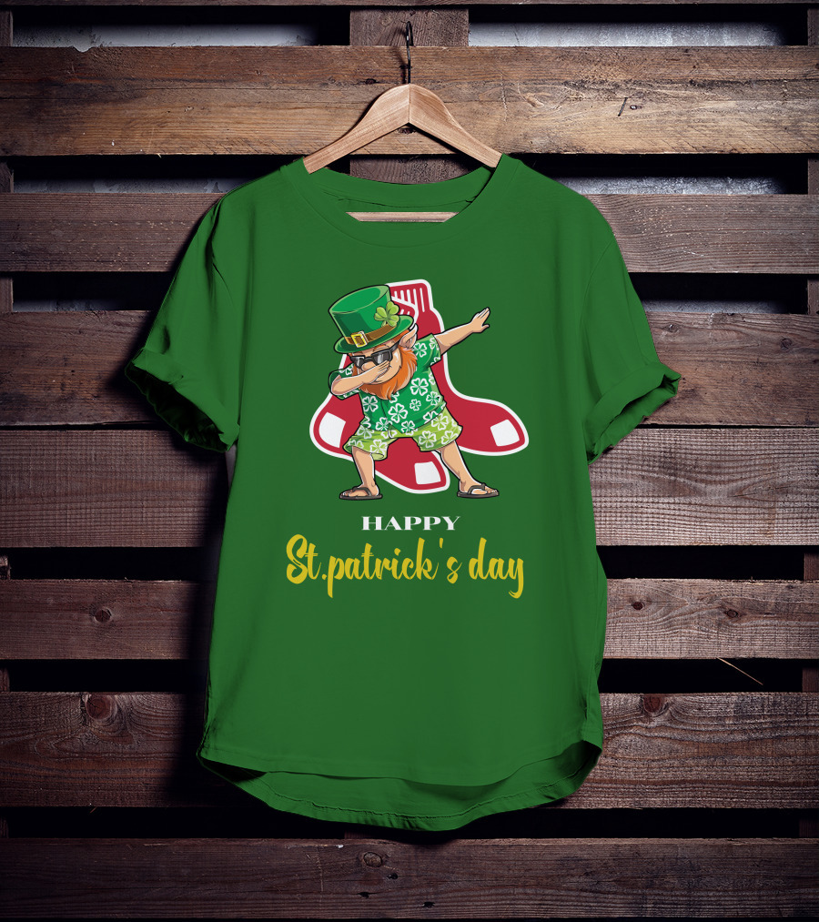 Happy St. Patrick's Day Boston Red Sox Dabbing Leprechaun T-Shirt