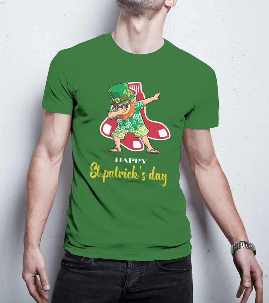 Happy St. Patrick's Day Boston Red Sox Dabbing Leprechaun T-Shirt