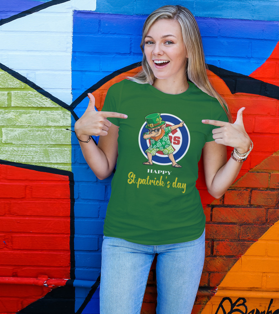Happy St. Patrick's Day Chicago Cubs Dabbing Leprechaun T-Shirt