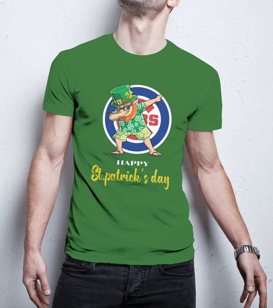 Happy St. Patrick's Day Chicago Cubs Dabbing Leprechaun T-Shirt