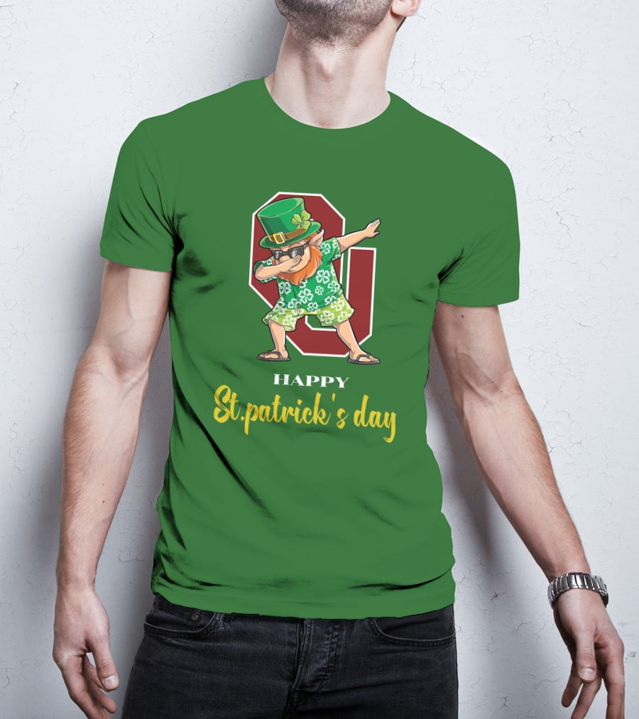 Happy St. Patrick's Day Oklahoma Sooners Dabbing Leprechaun T-Shirt