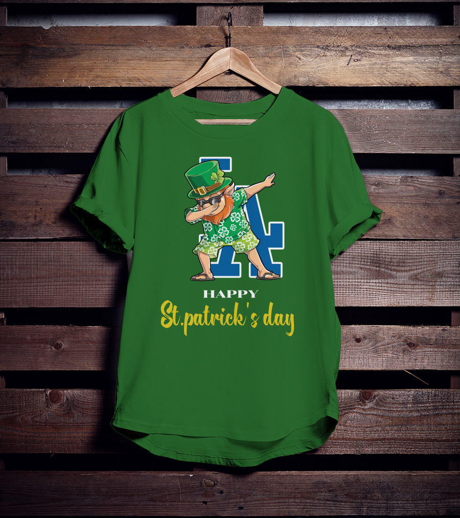 Happy St. Patrick's Day Los Angeles Dodgers Dabbing Leprechaun T-Shirt