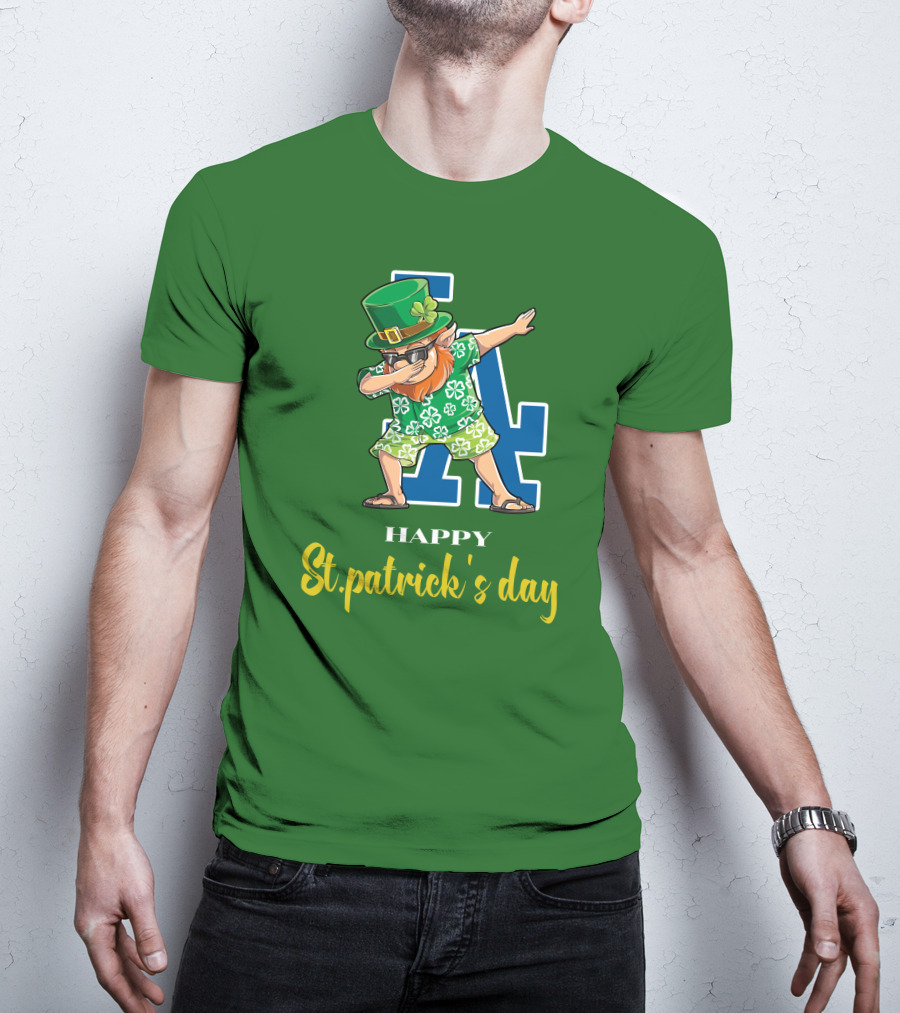 Happy St. Patrick's Day Los Angeles Dodgers Dabbing Leprechaun T-Shirt