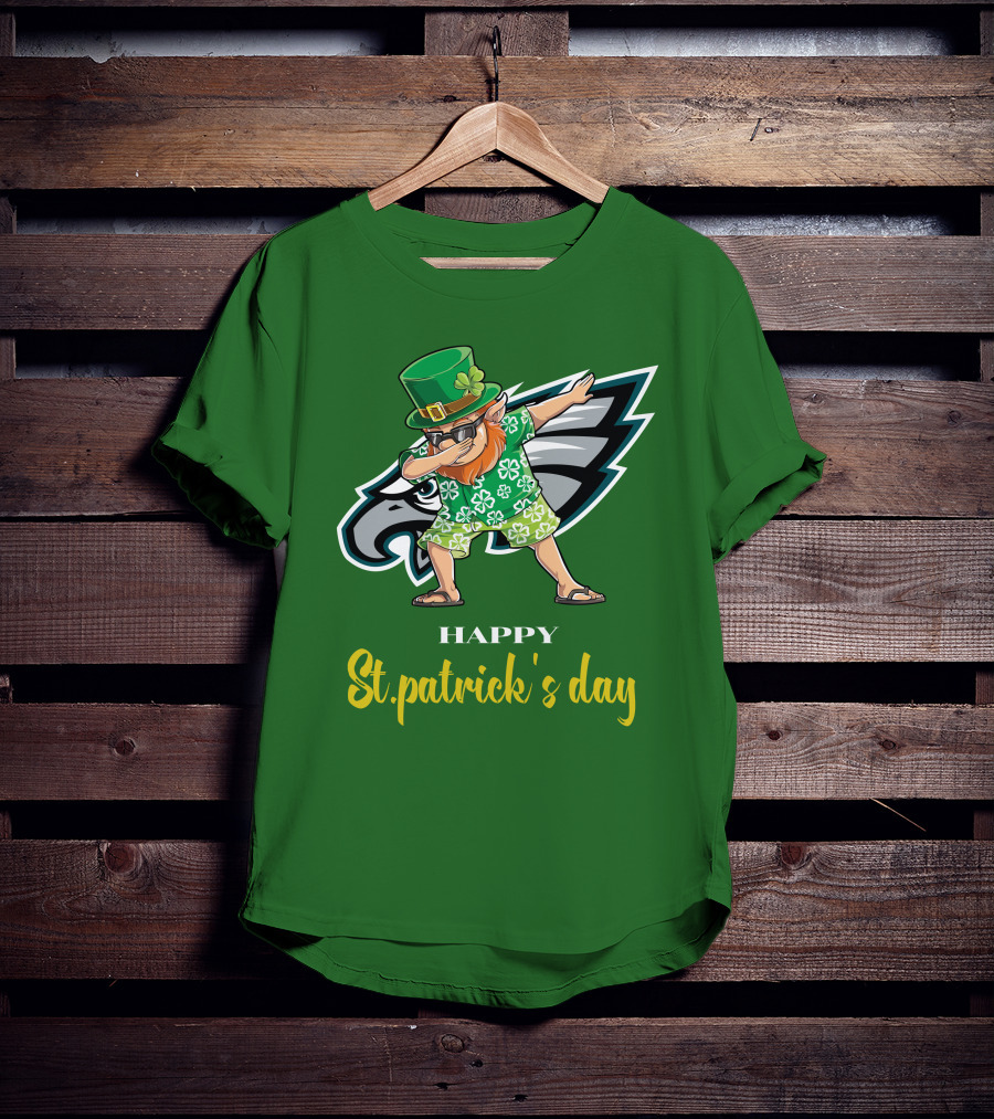 Happy St. Patrick's Day Philadelphia Eagles Dabbing Leprechaun T-Shirt