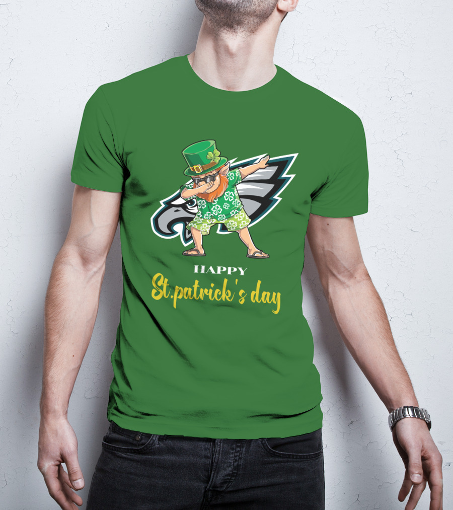 Happy St. Patrick's Day Philadelphia Eagles Dabbing Leprechaun T-Shirt