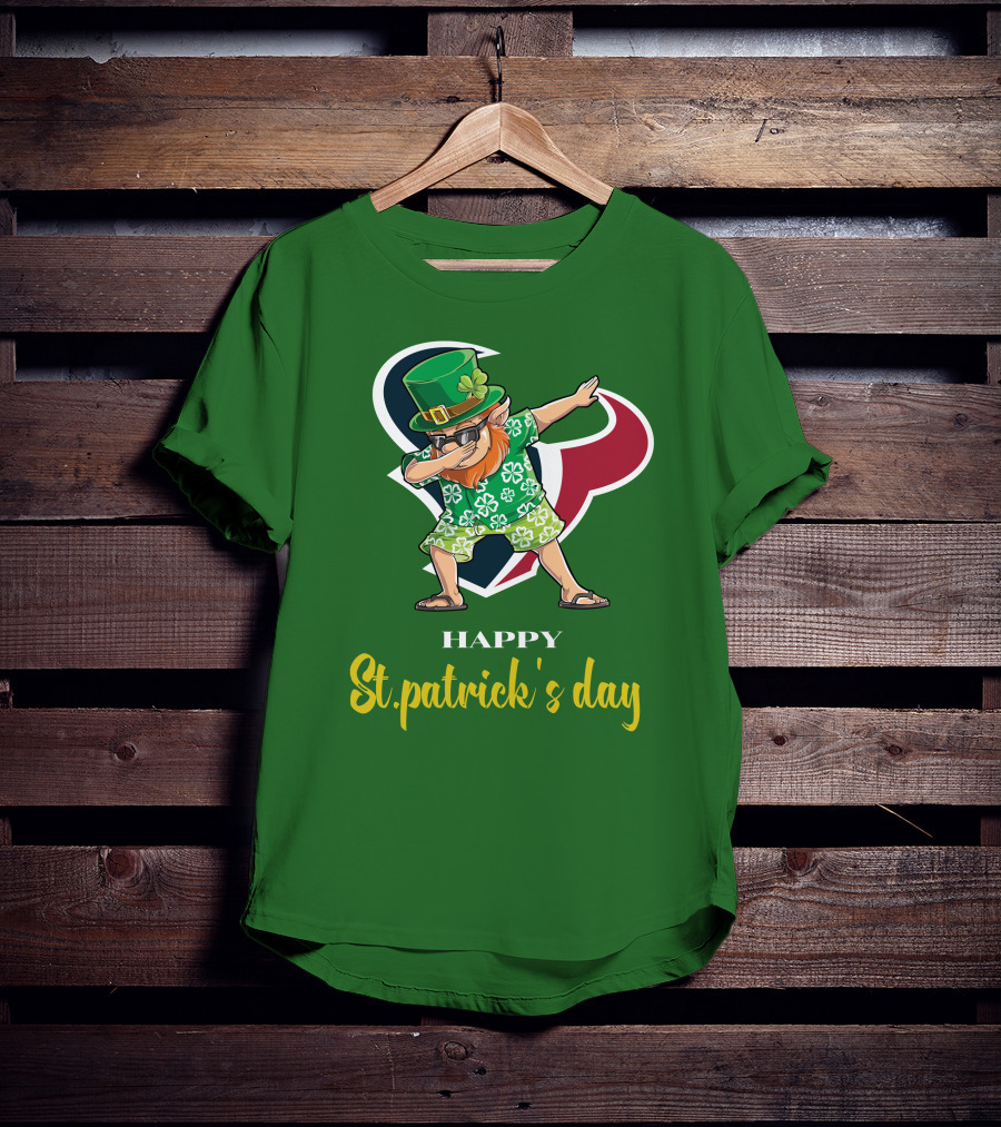 Houston Texans Happy St. Patrick's Day Dabbing Leprechaun T-Shirt