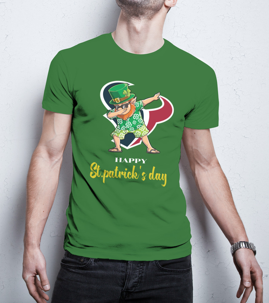Houston Texans Happy St. Patrick's Day Dabbing Leprechaun T-Shirt
