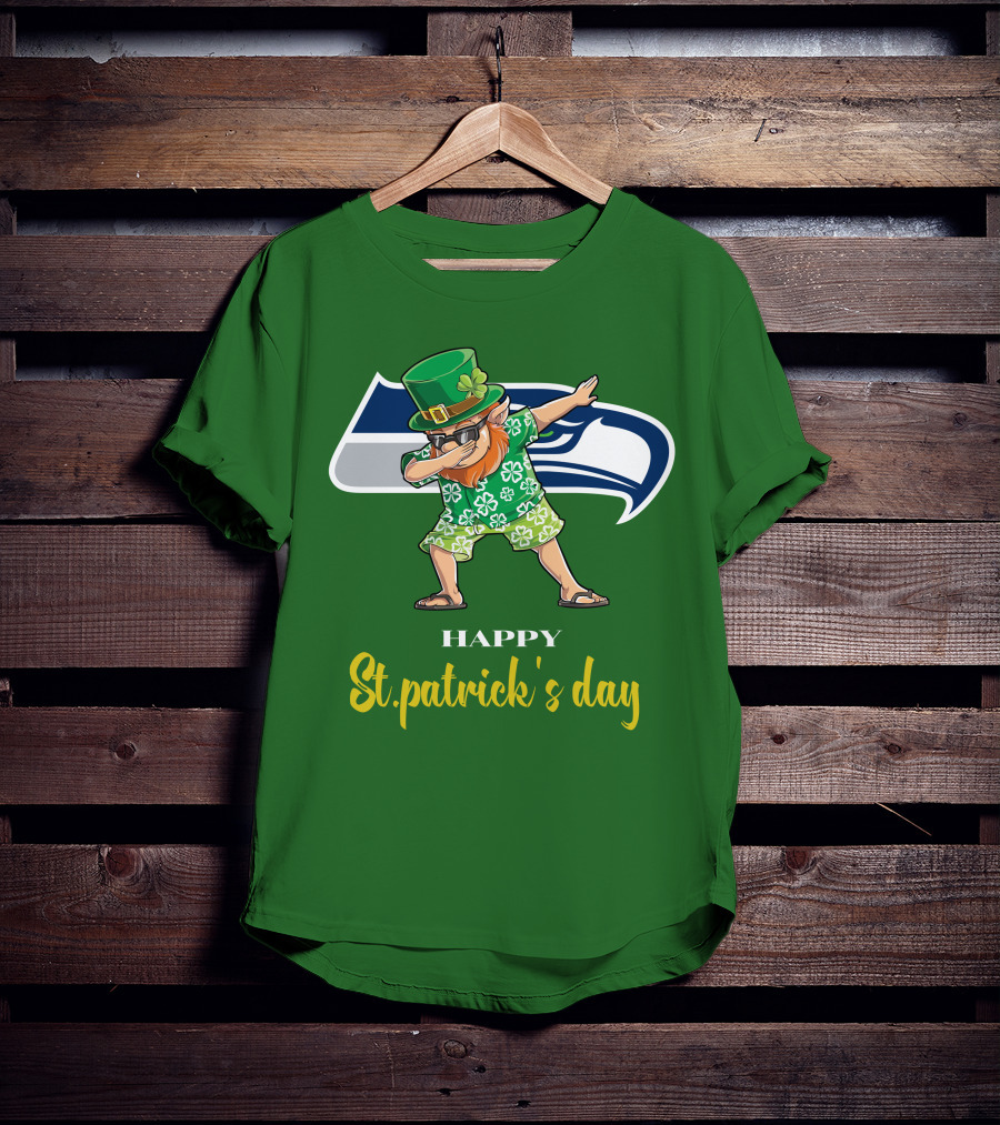 Seattle Seahawks Happy St. Patrick's Day Dabbing Leprechaun T-Shirt