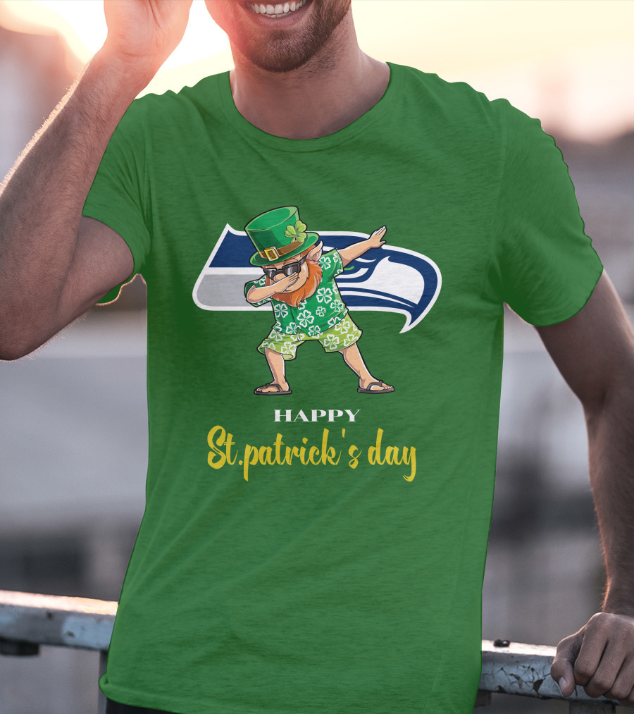 Seattle Seahawks Happy St. Patrick's Day Dabbing Leprechaun T-Shirt