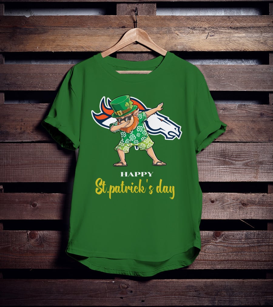 Happy St. Patrick's Day Denver Broncos Dabbing Leprechaun T-Shirt