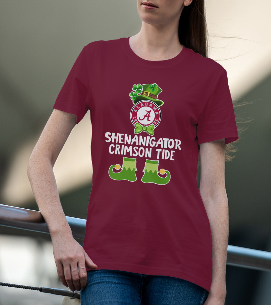 Shenanigator Alabama Crimson Tide St. Patrick's Day Funny Leprechaun T-Shirt