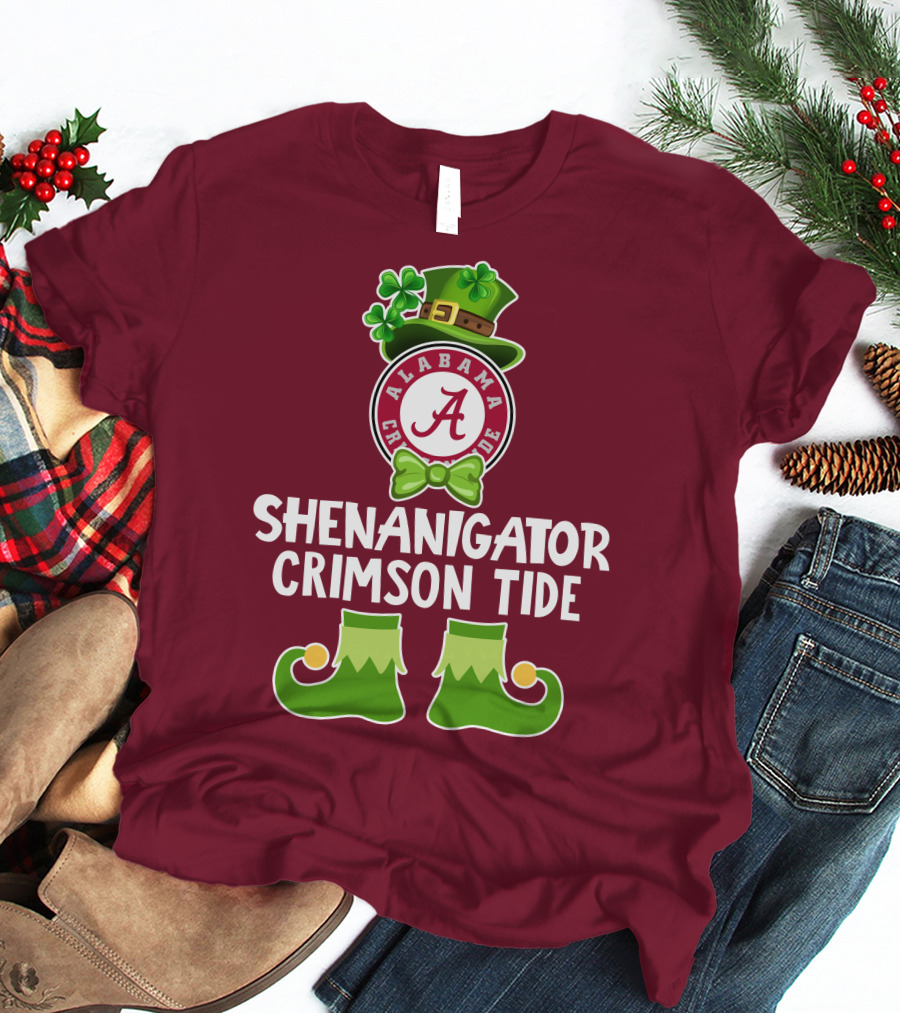 Shenanigator Alabama Crimson Tide St. Patrick's Day Funny Leprechaun T-Shirt
