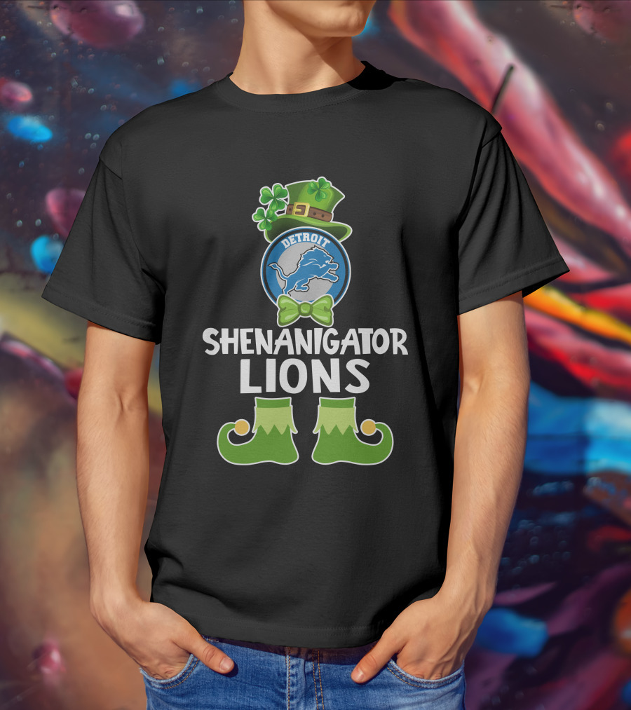 Detroit Shenanigator Leprechaun Lions St. Patrick's Day T-Shirt