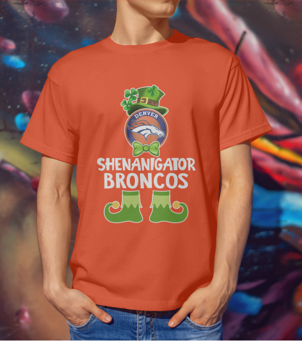 Shenanigator Denver Broncos Funny Leprechaun St. Patrick's Day T-Shirt