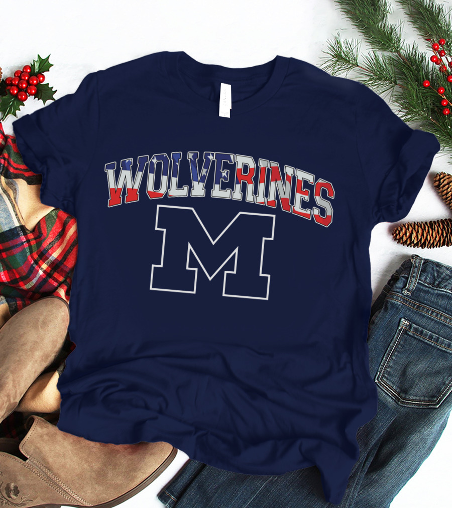Michigan Wolverines American Flag M T-Shirt