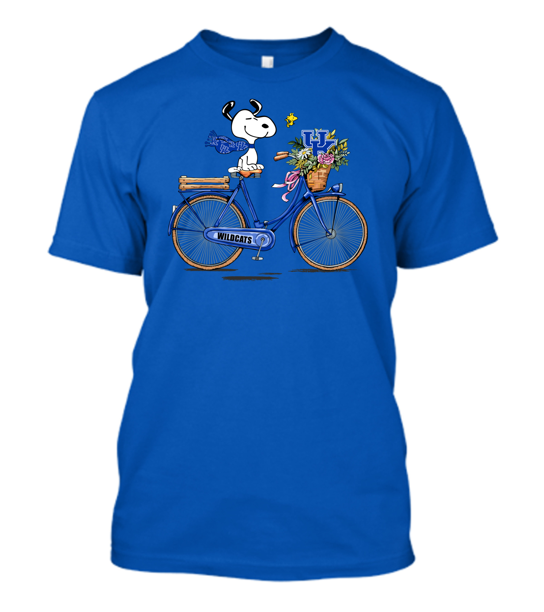 Kentucky Wildcats Snoopy On Bicycle With Flowers And UK T-Shirt