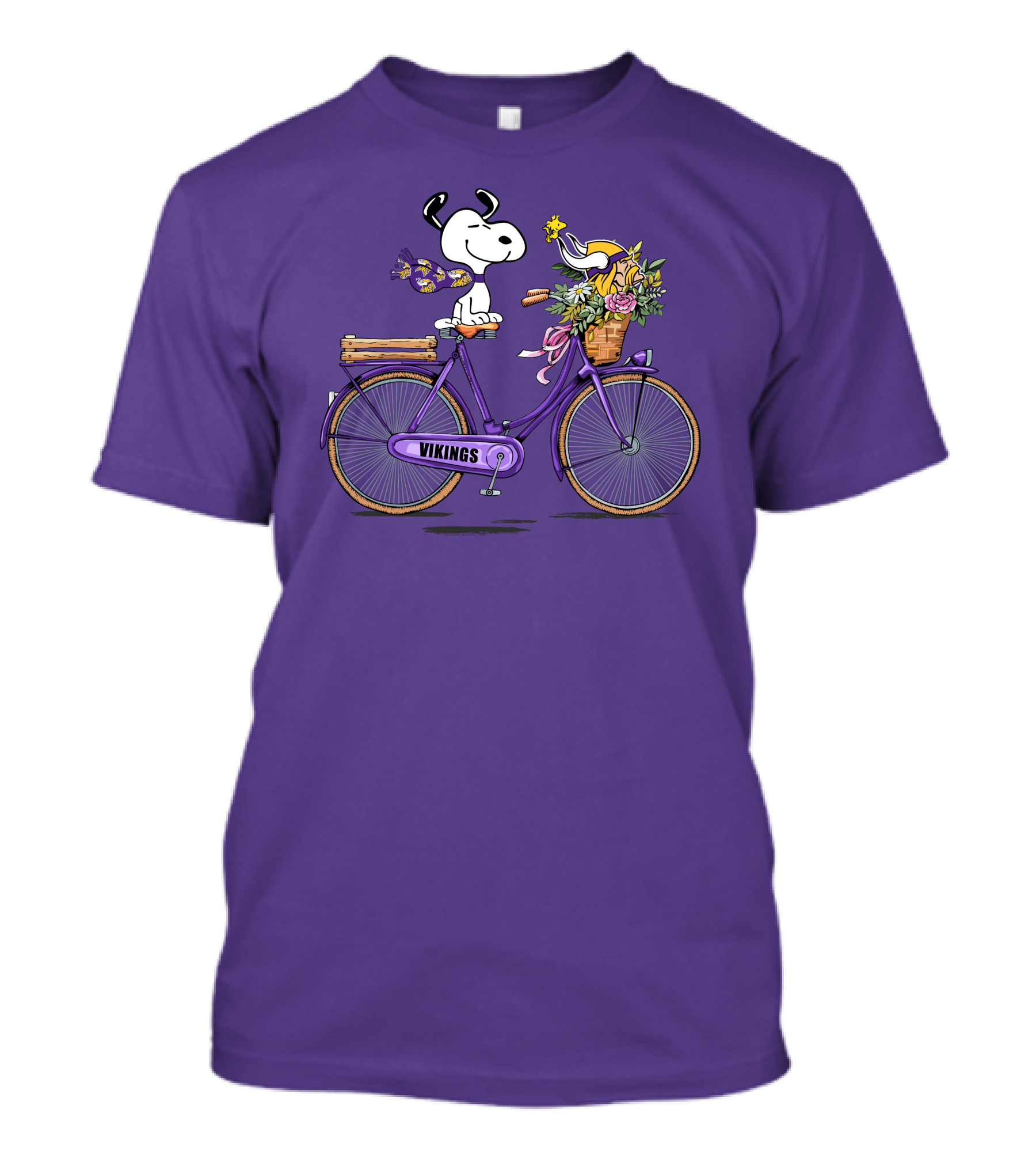 Minnesota Vikings Snoopy Woodstock Bicycle Adventure T-Shirt